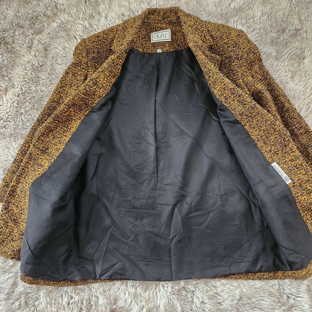 Cassis Vintage Pure Virgin Wool Blazer Jacket Mustard Yellow Size 8 - Picture 5 of 10